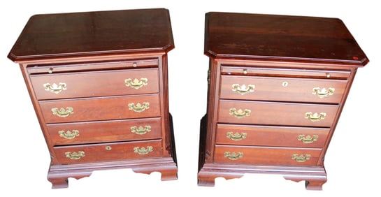 Pair of Kincaid cherry bracket foot nightstands