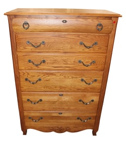 Cochrane 6 drawer oak high chest