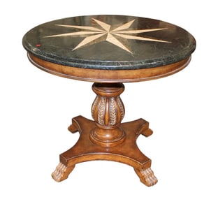 Nice 36" round center table with laminate marble top and inlaid star