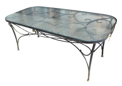 Outdoor rectangle glass top patio dining table