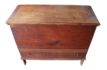 Antique lift top mule chest in pine and other woods