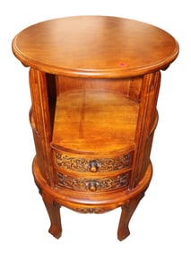 Nice solid mahogany carved 2 drawer oval stand