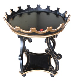 Vintage 20" round crown top tray serving table