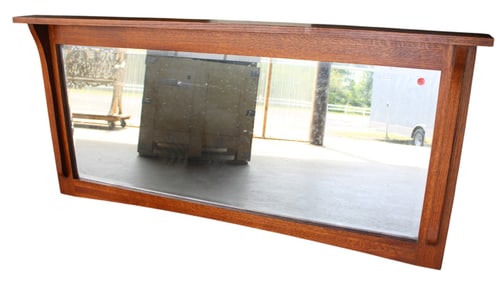 Mission style oak framed bevel glass mirror