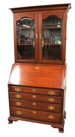Henkel Harris cherry beveled glass secretary bookcase