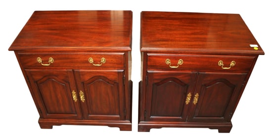 Pair Henkel Harris mahogany nightstands