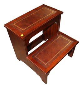 Like NEW burl mahogany leather top bed steps
