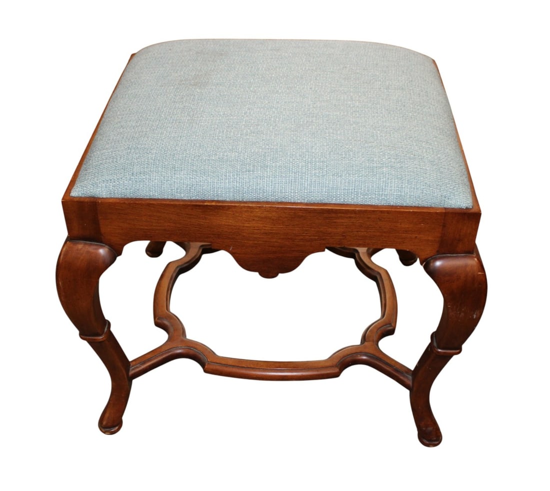 Vintage Spanish QA Upholstered Foot Stool (1 of 4)