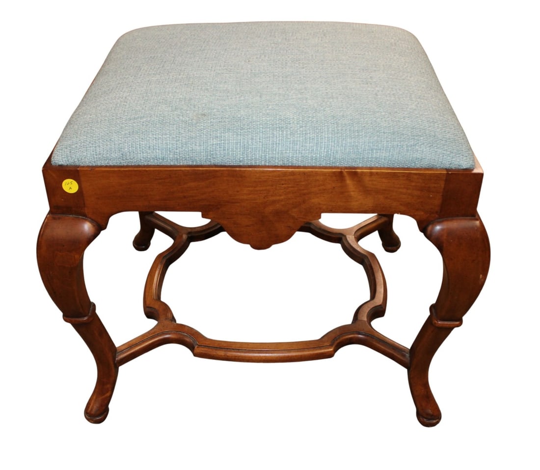 Vintage Spanish QA Upholstered Foot Stool (1 of 4)