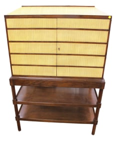 Maitland Smith style Round Tree walnut bar