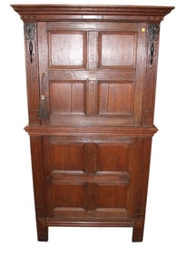 Antique arts and crafts oak cupboard with keys