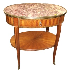Antique Fr. oval m/t table with pull out side trays