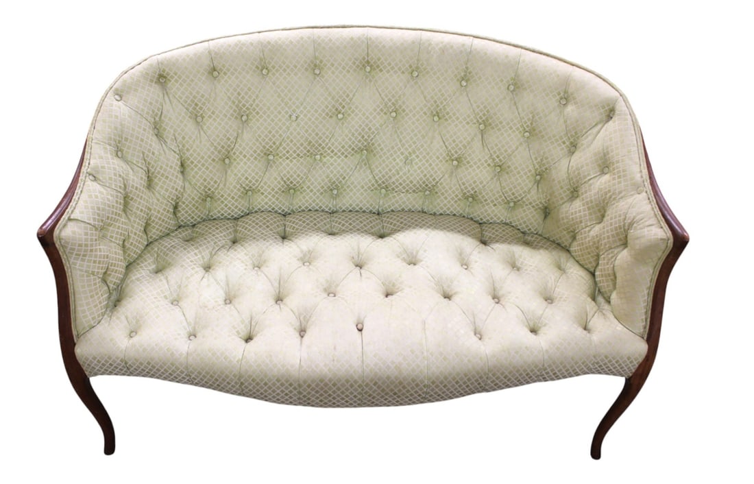 Antique walnut frame Vict. button tuft settee (1 of 6)