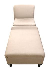 2pc uphol armless chair with over size ottoman
