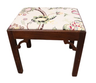 Madison Square mahogany upholstered footstool
