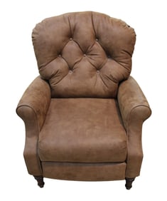 Suede leather button tuft back recliner