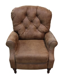 Suede leather button tuft back recliner