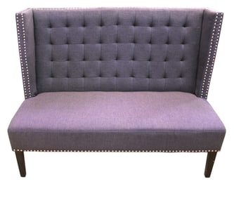 Country high back armless button tuft settee