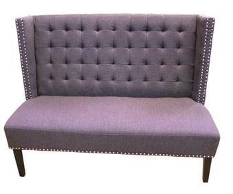 Country high back armless button tuft settee