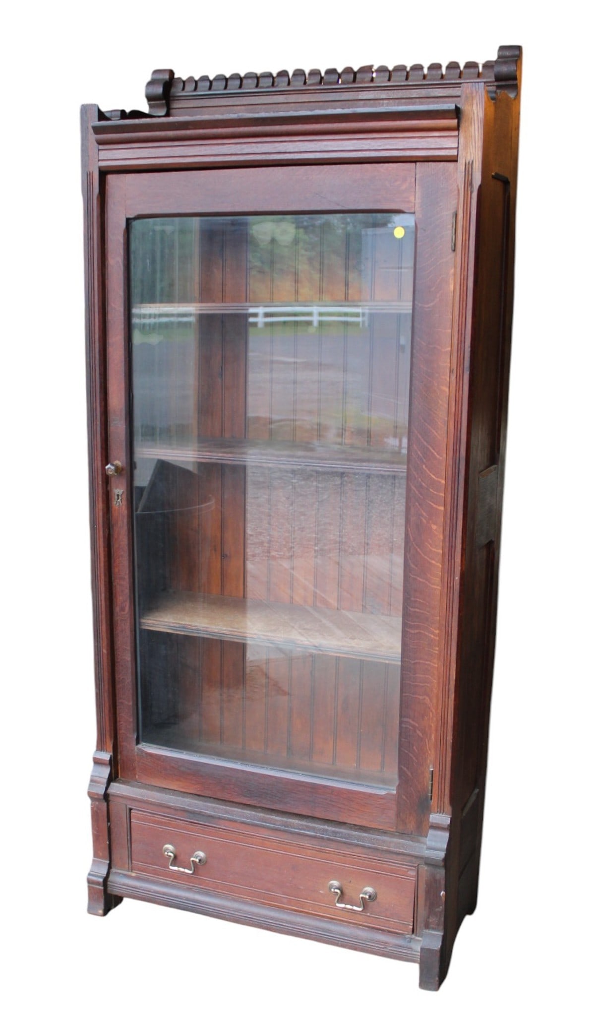 Antique oak bookcase with 3 adj. orig. shelves (1 of 6)