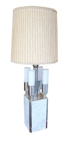 MCM marble and chrome table lamp with shade