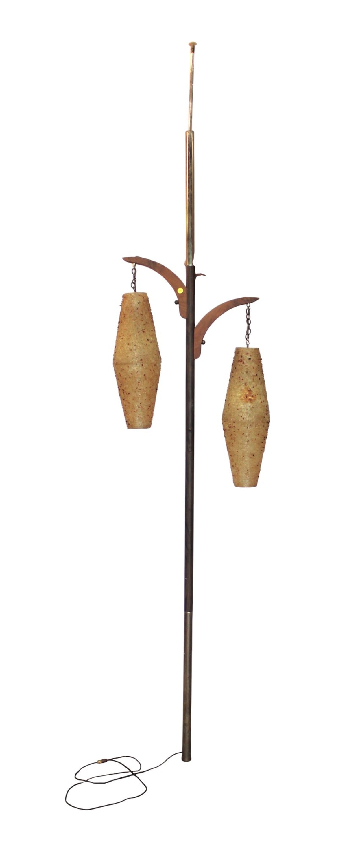 MCM adj. pole lamp with original shades (1 of 8)