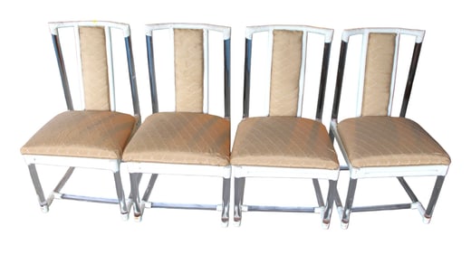 Set 4 MCM Lucite bamboo uphol. chairs