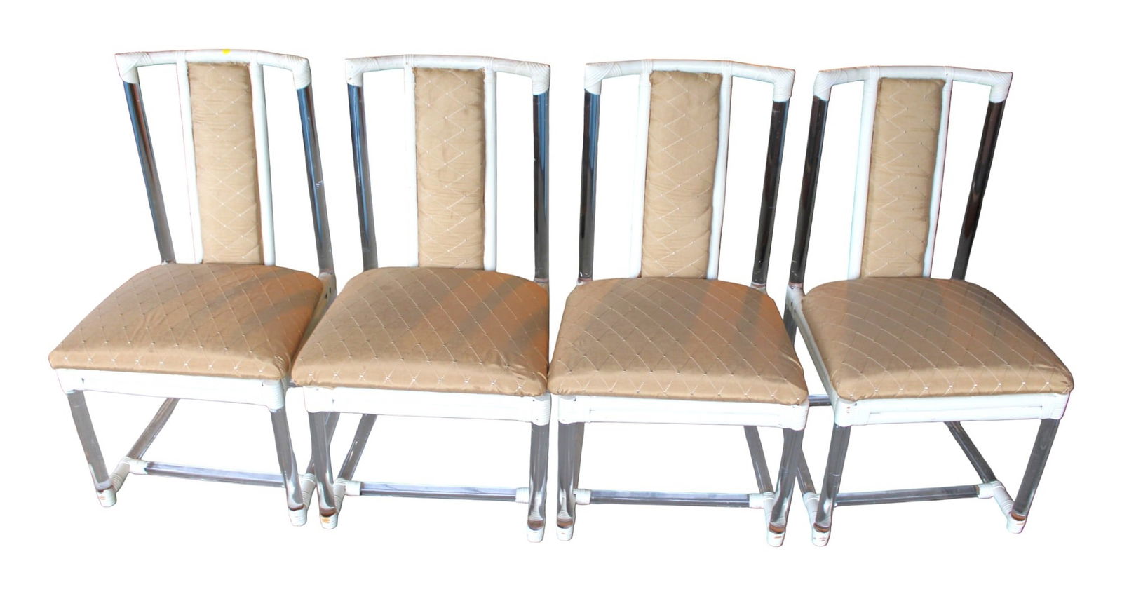 Set 4 MCM Lucite bamboo uphol. chairs (1 of 7)