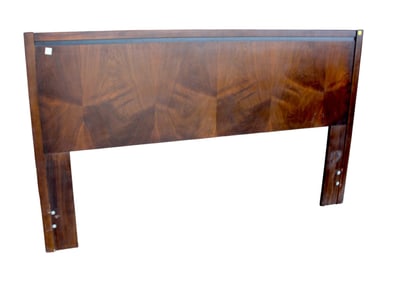 MCM Lane burl walnut full size headboard