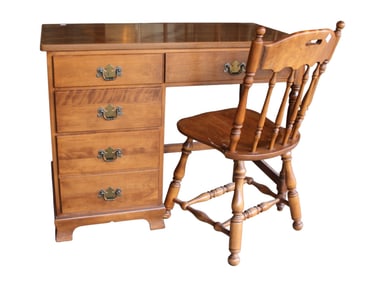Vintage Ethan Allen 2pc knee hole desk and chair