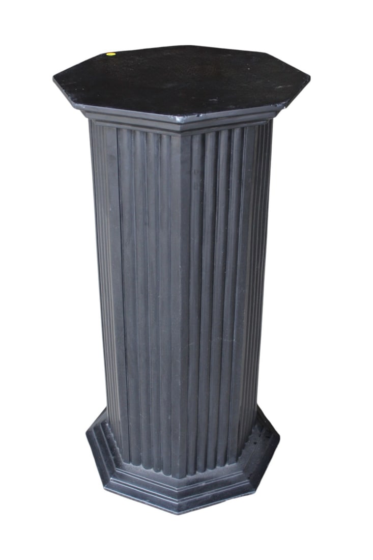 Vintage black marble octagon fluted pedestal (1 of 7)