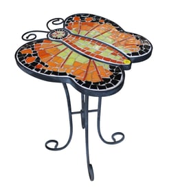 Cool butterfly mosaic tile patio decorator table