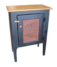 Country style 1 door pierce tin side cabinet