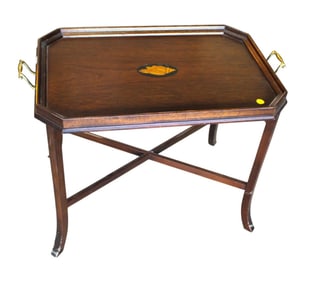 Vintage mahogany shell inlaid server table