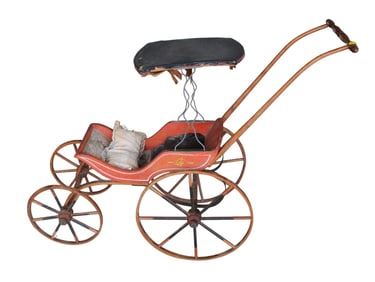 Antique stenciled doll carriage, original paint