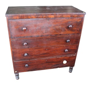 Antique burl mahogany 4 drawer chest