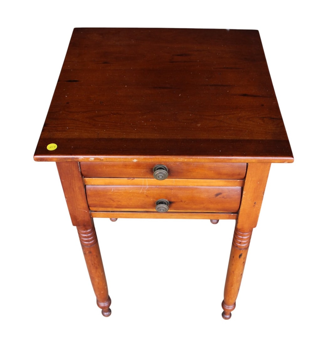 Antique solid cherry 2 drawer Sheraton table (1 of 3)