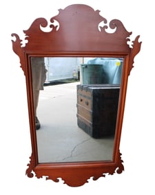 Antique solid cherry Chippendale mirror