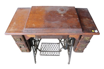 Antique 6 drawer treadle sewing machine base