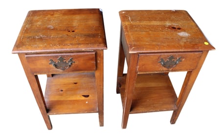 Pair of pine one drawer stands