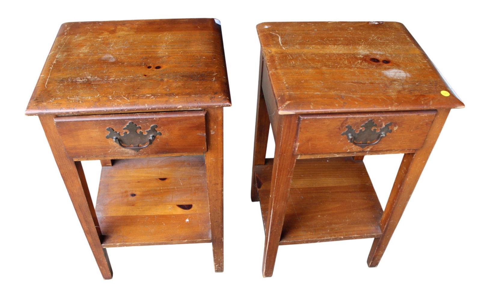 Pair of pine one drawer stands (1 of 3)