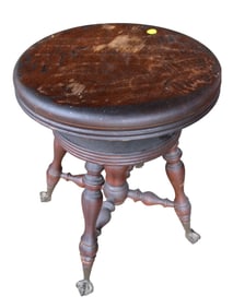Antique ball and claw mahogany piano stool