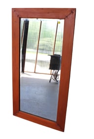 Antique pine frame bevel mirror, hung either way