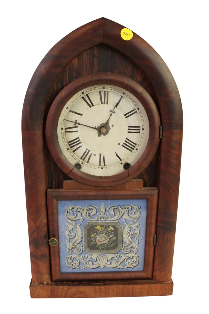 Antique reverse painted steeple clock (1 of 4)