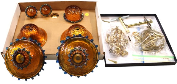 Vintage Italian venetian Murano glass chandelier parts.