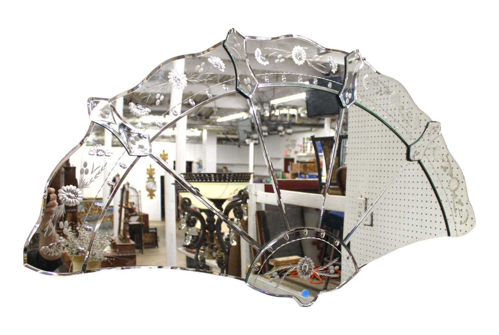 Unique vtg venetian fan shape decorator mirror (1 of 4)