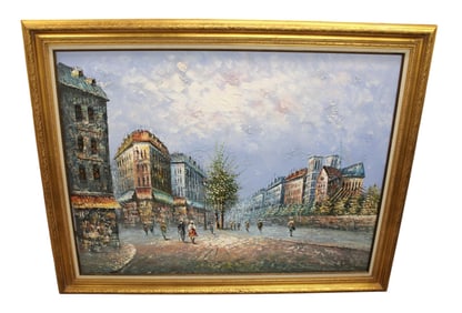 W. Burnett sg large oil on canvas in wooden frame