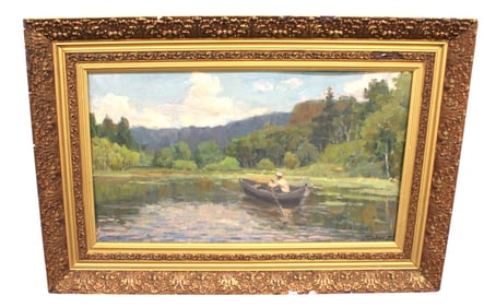 Ant. oil on board sg Jopdoh carved gesso frame