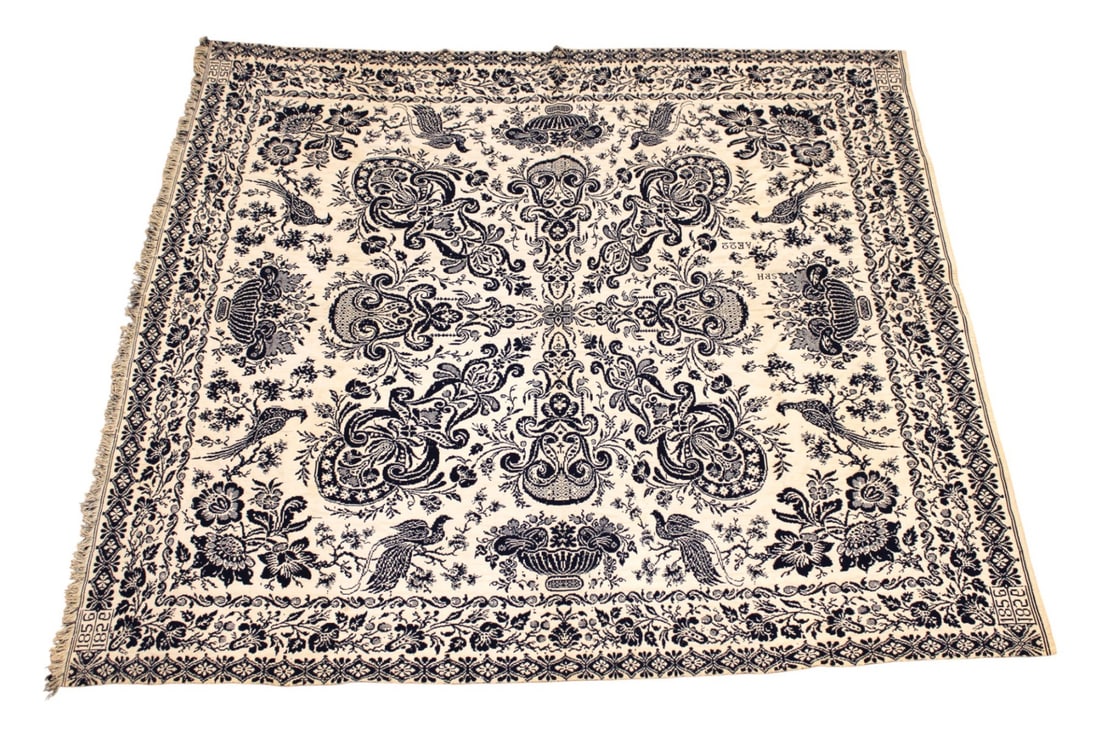 Antique 1856 PA Srhae22 coverlet in textile box (1 of 8)