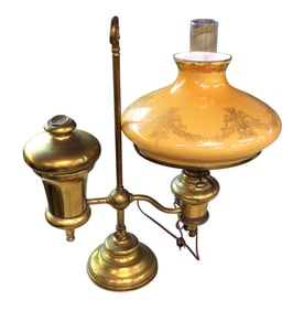 Semi antique brass single student lamp